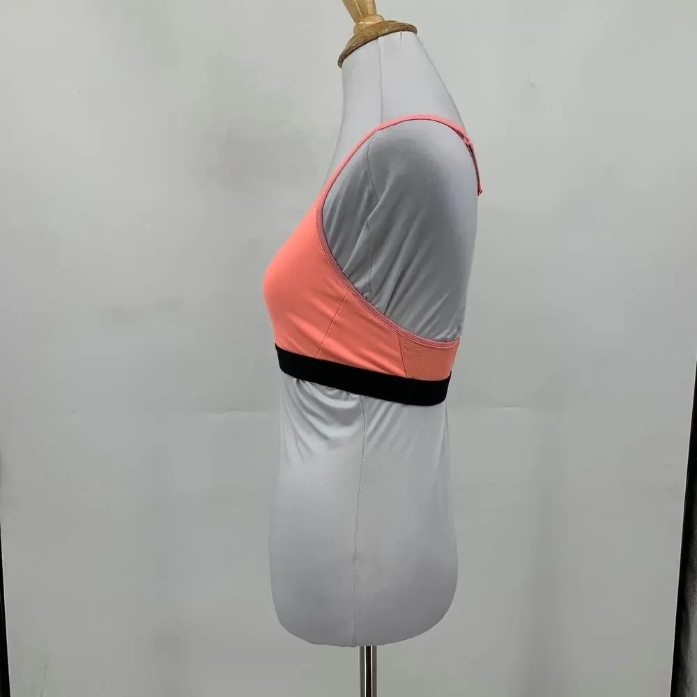 Nike Sports Bra Womens S Small Salmon Black Dri Fit Open Crossback‎ Unpadded